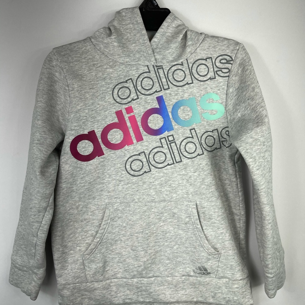 EUC Adidas spell out grey sweatshirt size small
